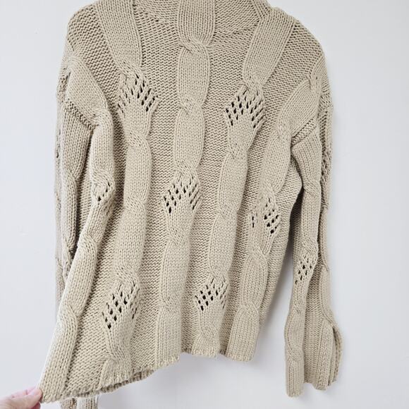 Zara Sweater Pullover Small Womens Chinky Open Knit Split Cuff Cable Knit Boho - Picture 4 of 11